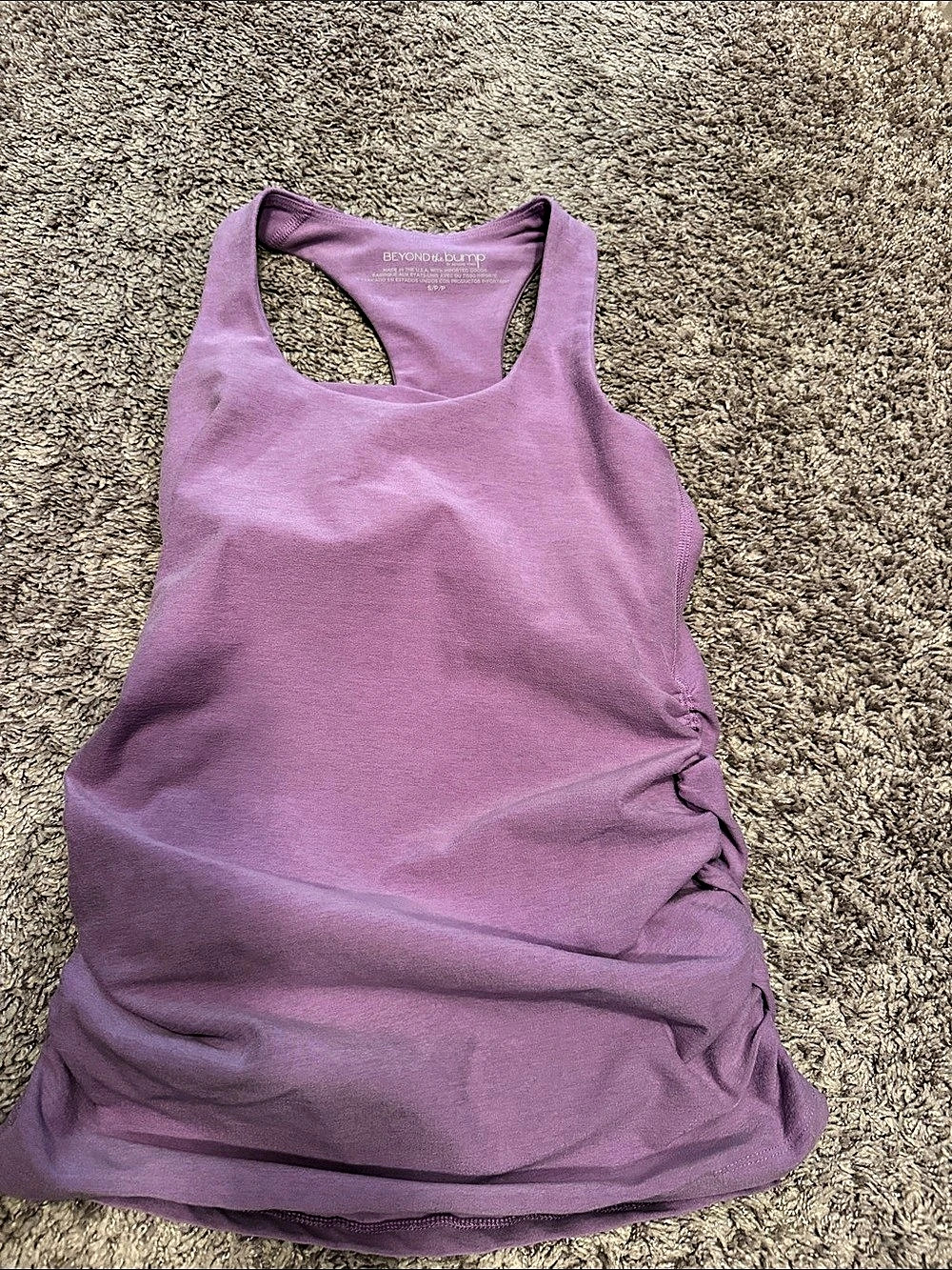 Beyond Yoga Beyond the Bump Maternity Racerback Tank Purple Small